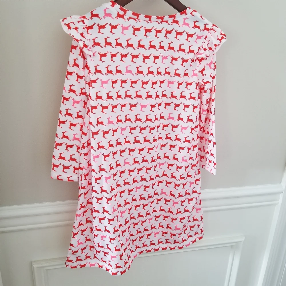 New! Crewcuts sz 3T 3 Girls Reindeer Pajama Dress Nightgown NWT